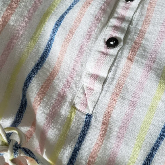 Splendid Linen Blend Button Front Midi Dress in Picnic Stripe - Picture 11 of 16